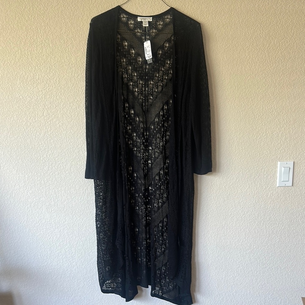 Black Sheer Long Cardigan